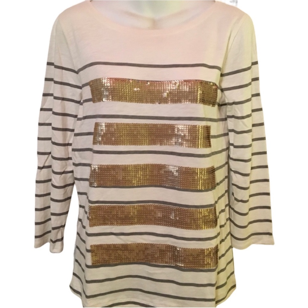 NWT J. Crew Striped and Sequin Long Sleeve T-Shirt